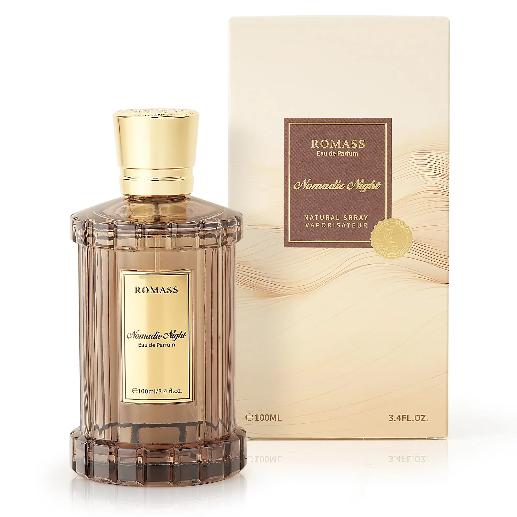 ROMASS Nomadic Night Long Lasting Unisex Oud Perfume - 3.4oz/100ml Eau de Parfum, Warm Woody Scent with Smoked Oud, Desert Sage, Rose & Raspberry, Gift for Men Women