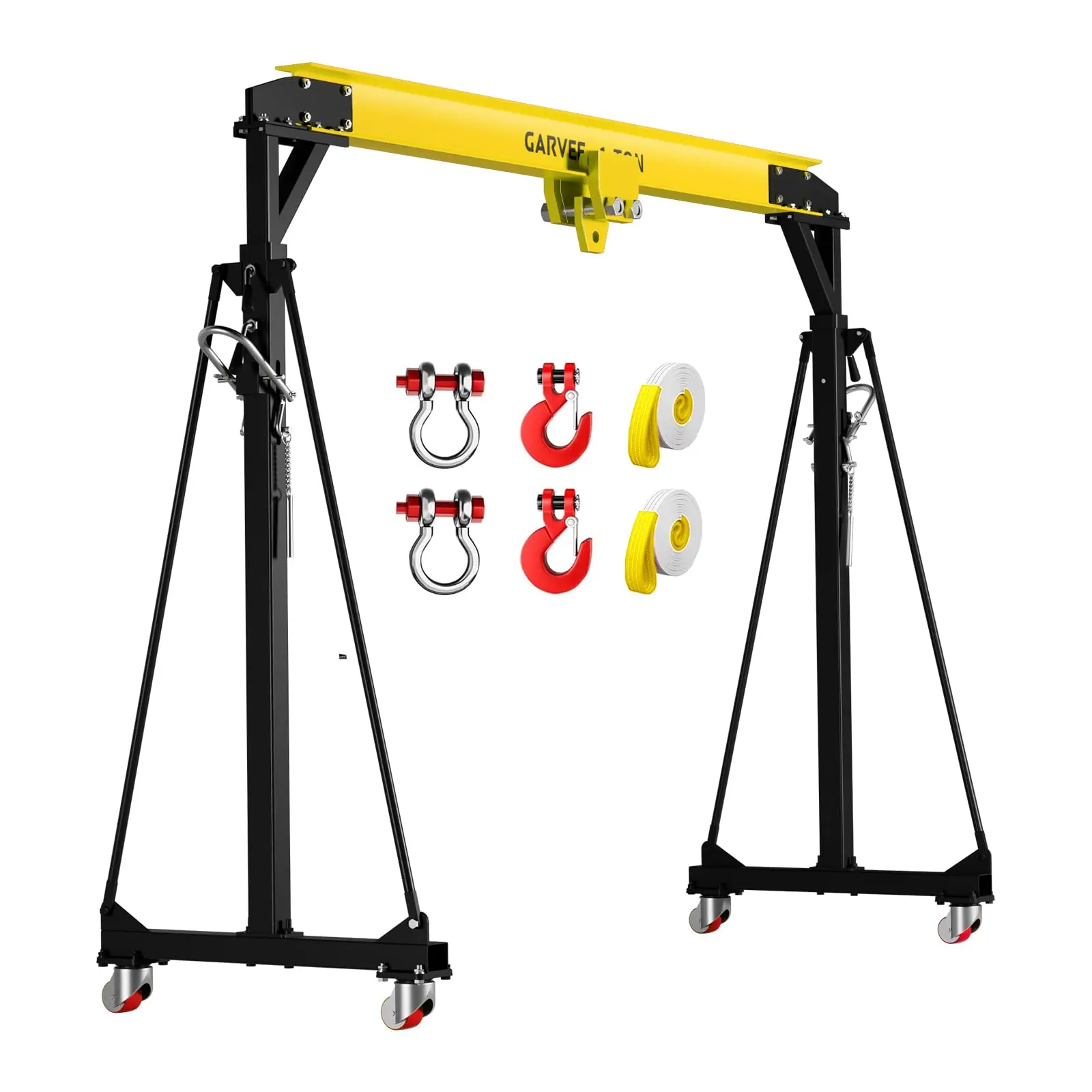 Garvee Adjustable Gantry Crane, 2 Ton Capacity Portable Shop Lift Hoist, Adjustable Height From 97" to 141", 4500lbs Loading Capacity, Ideal for Factories, Construction Site, Warehouse, Car Repair