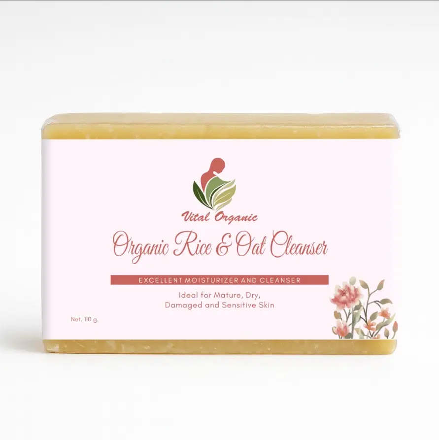 Organic Rice & Oat Hydrating Face Wash - Gentle, Alcohol-Free Daily Cleanser with Linseed Oil (110g) for Sensitive, Acne-Prone Skin Adults, Moisturizes, Exfoliates, Evens Out Skin Tone & Texture, Soothing, Brightening