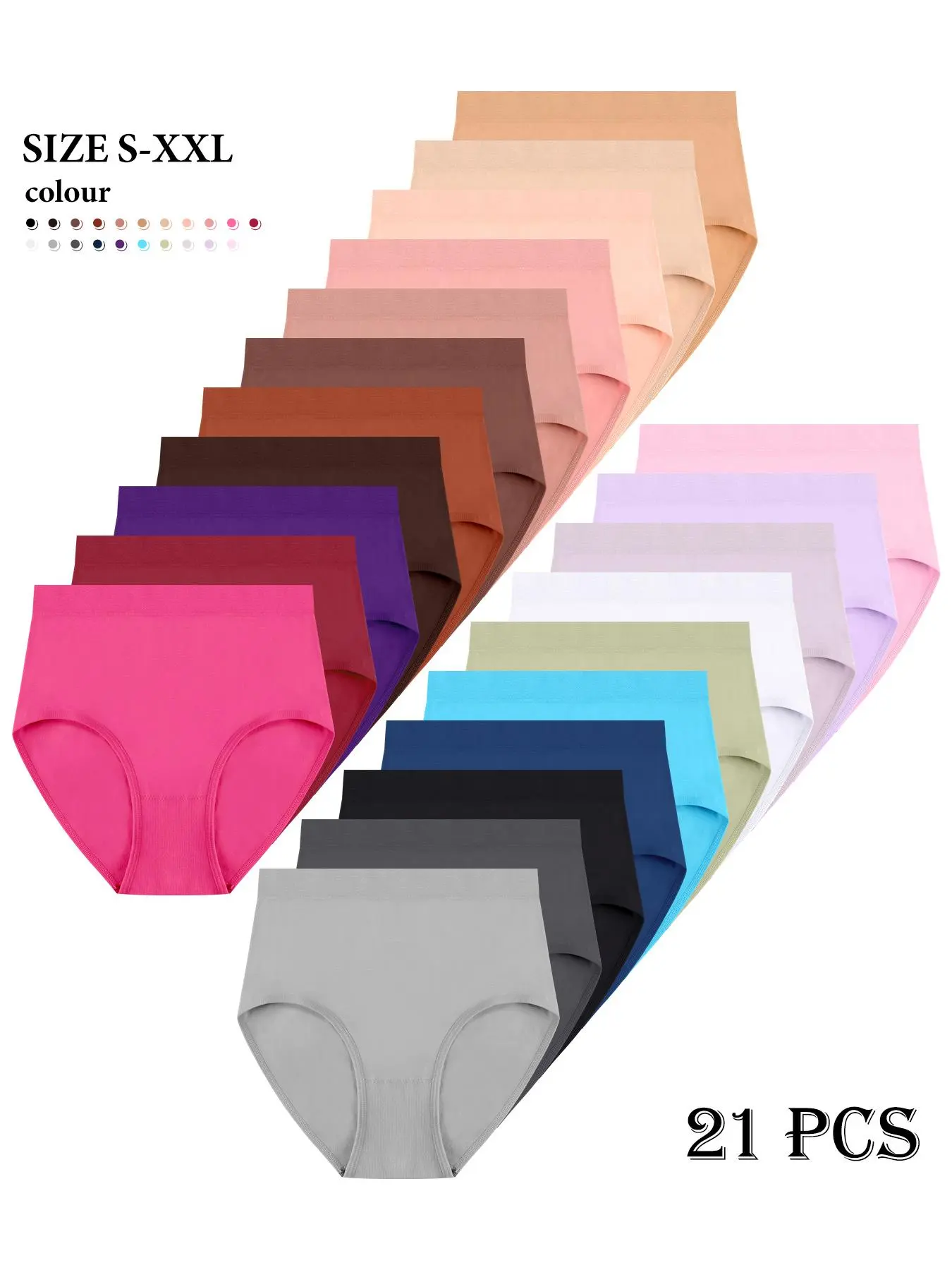 Women's High Waisted Seamless Briefs, Fitted Cheeky Underwear, Warm Fall Winter High Rise Panties, Available in Multiple Quantities