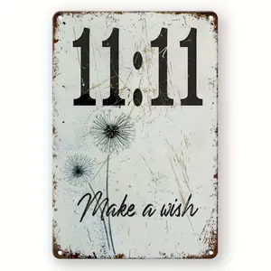 1 Vintage "Wishing" Sign - A retro-style wall decoration with an aged dandelion pattern, perfect for homes, bars, men's spaces, and garages - Durable, fade-resistant vintage poster, garage art |   Vintage Wall Decoration |
