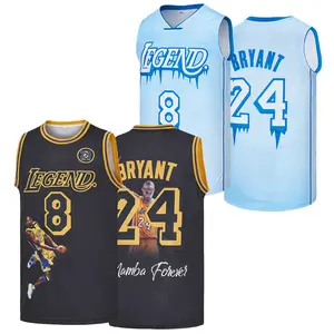 Men's Bryant “8–24 Forever Legend” Portrait Basketball Jersey，Letter Embroidery Sports Vest，Mamba Forever Fan Apparel, Sporty Jersey, Dual Number Set tiktokshopspringglowup