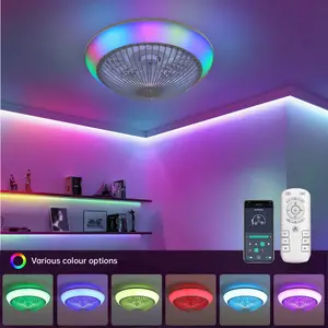 15 Inch Bladeless LED Ceiling Fan with Light - Dimmable RGB Modern Remote Control for Living/Dining Room,Bedroom & Kids Room