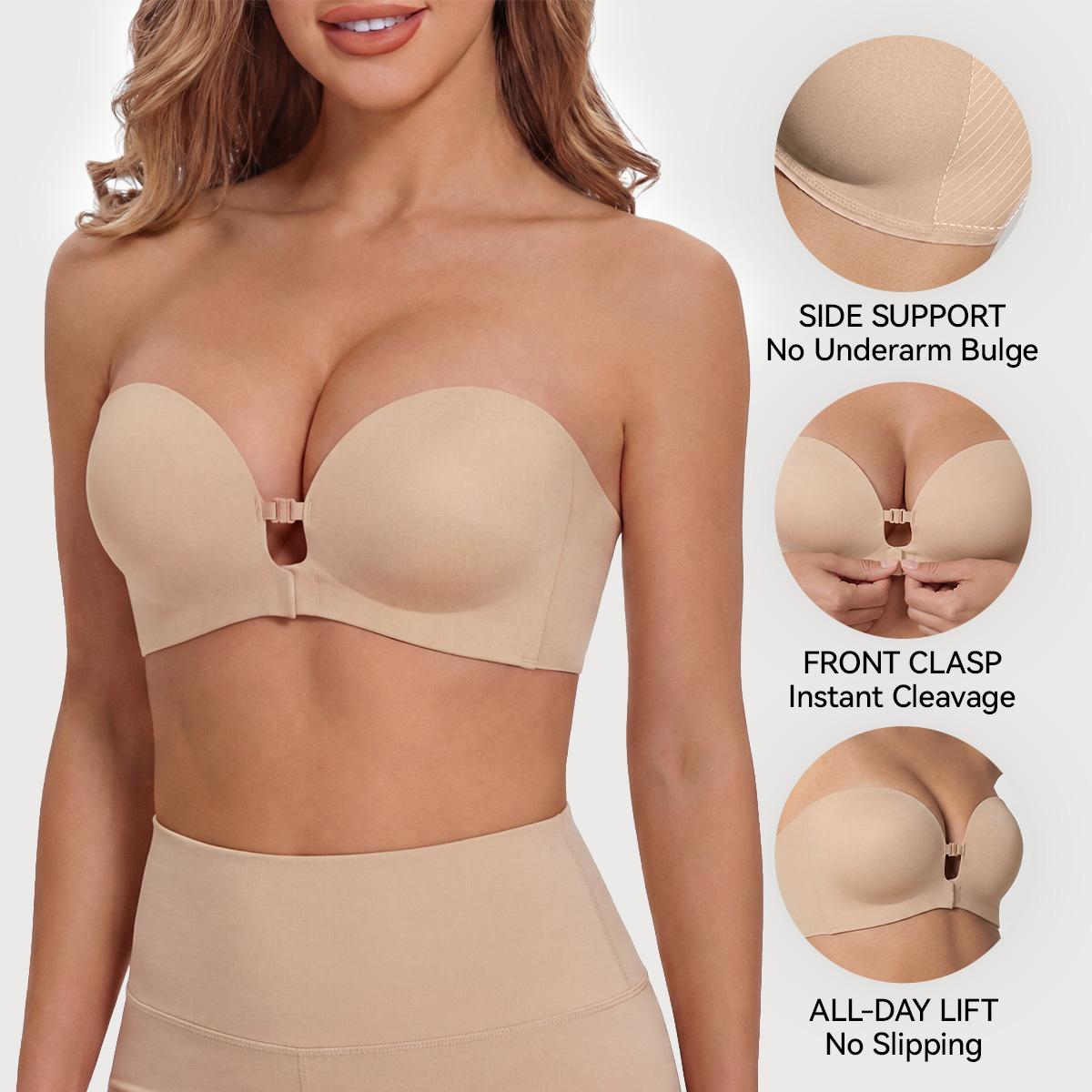 LUCKMEEY Womens Strapless Front Closure Bra Push Up Lift Bra Padded Add Cup Non Slip Anti-Slip Grip & Removable Straps Fit Outfits Wireless Supportive Seamless Comfortable#tiktokshopbacktoschool#sohochic LUCKMEEY Womens Strapless Front Closure Bra Push Up Lift Bra Padded Add Cup Non Slip Anti-Slip Grip & Removable Straps Fit Outfits Wireless Supportive Seamless Comfortable#tiktokshopbacktoschool#sohochic