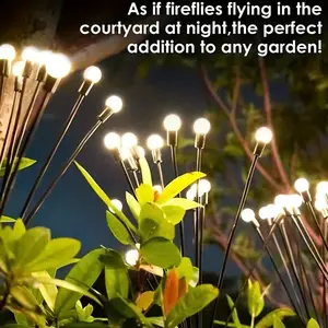 Upgrade Solar Firefly Lights, 32 LED Garden Lights, Waterproof, Outdoor Wind-Swaying Decorations for Yard, Path, Patio, Christmas, Outdoor Garden Lighting