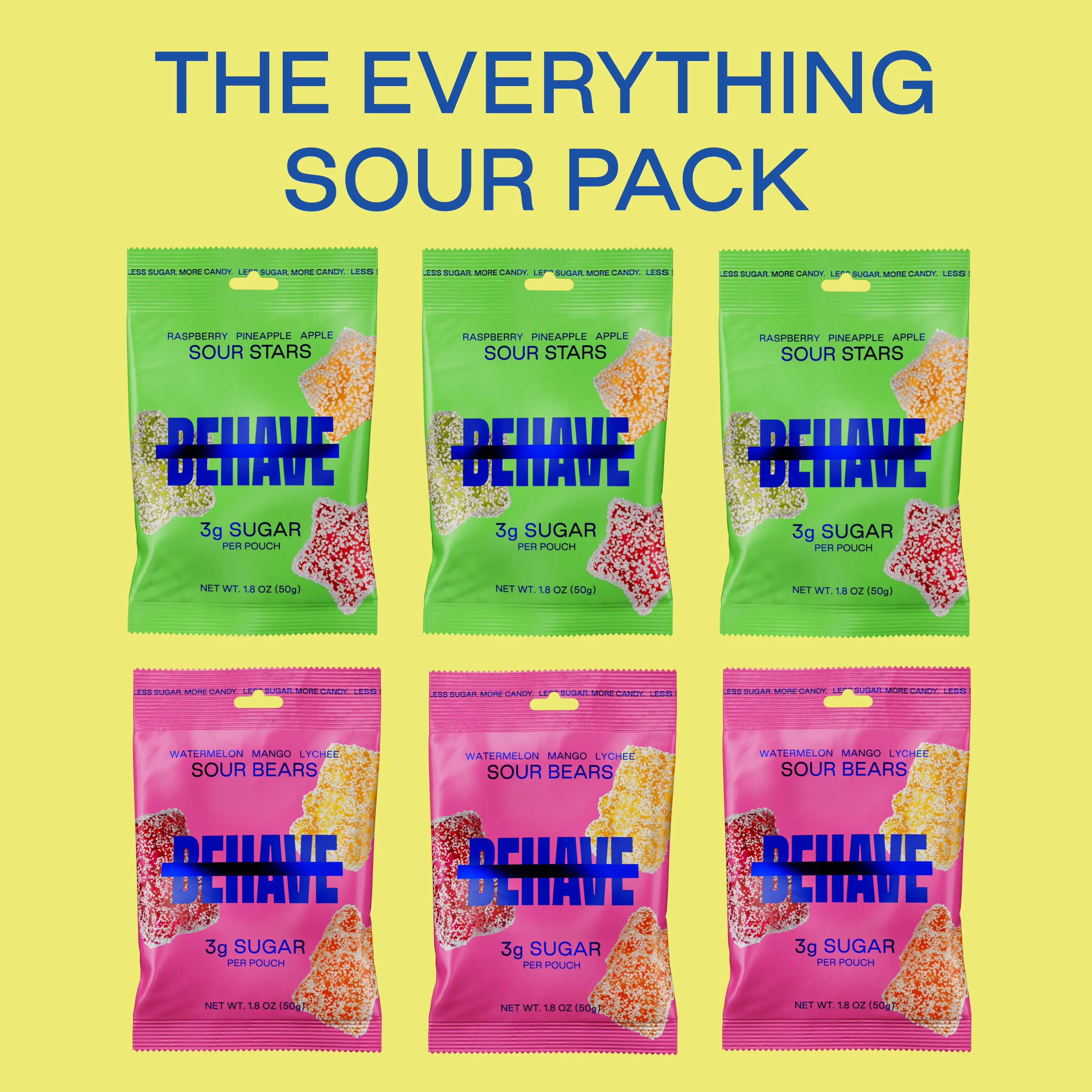 The Everything Sour Pack - Gummy Sour Fruit Flavors - Low Net Carb, Low Calorie, High Fiber - Keto & Diabetic Friendly - Natural Flavoring