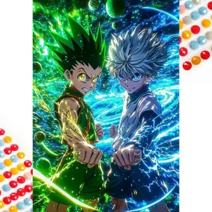 5D DIY Full Drill Round Diamond Painting - Diamond Painting Kit Anime Opposing Forces Mosaic Canvas DIY Wall Art, Home Wall Decoration
