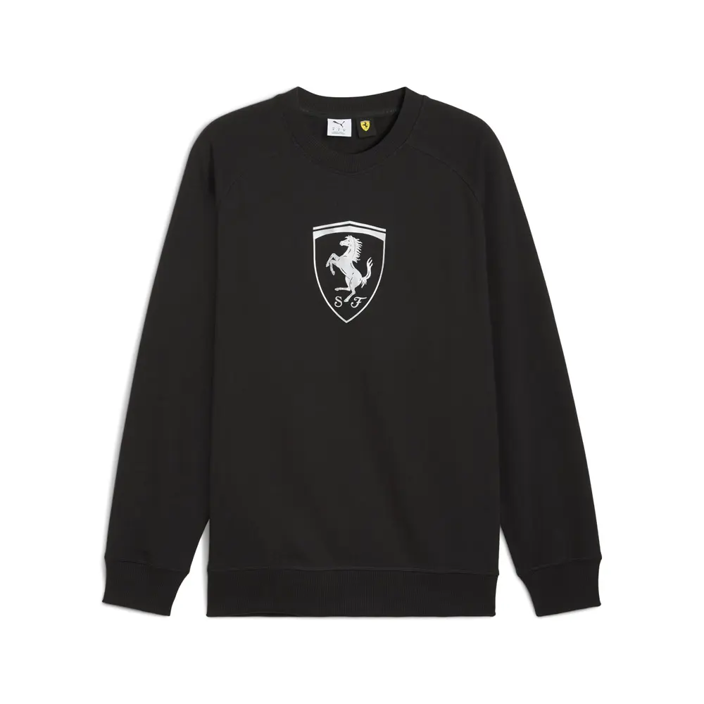PUMA Mens Scuderia Ferrari Sportswear Shield Crew Neck Sweatshirt Casual - Black PUMA Mens Scuderia Ferrari Sportswear Shield Crew Neck Sweatshirt Casual - Black