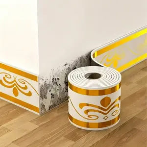 Self-Adhesive Baseboard Wall Sticker 5m, Luxury Waterproof Peel and Stick Skirting Board, No Drilling Corner Cover Up Wall Trim for Living Room Bedroom Home Decor