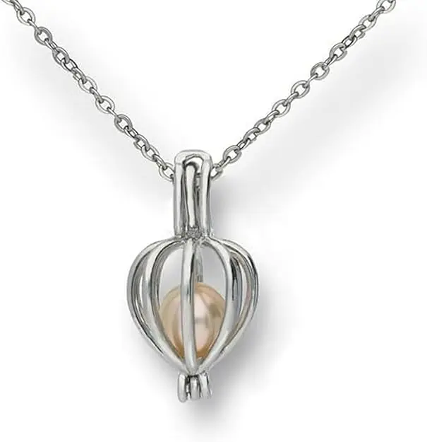 Wishpearl "I Love You" Genuine Pearl Necklace Gift - Real Freshwater Pearl Pendant, Adjustable Length, Gift-Ready with Message Card & Box, Simple Elegance Jewelry, Pearl Chain Necklace