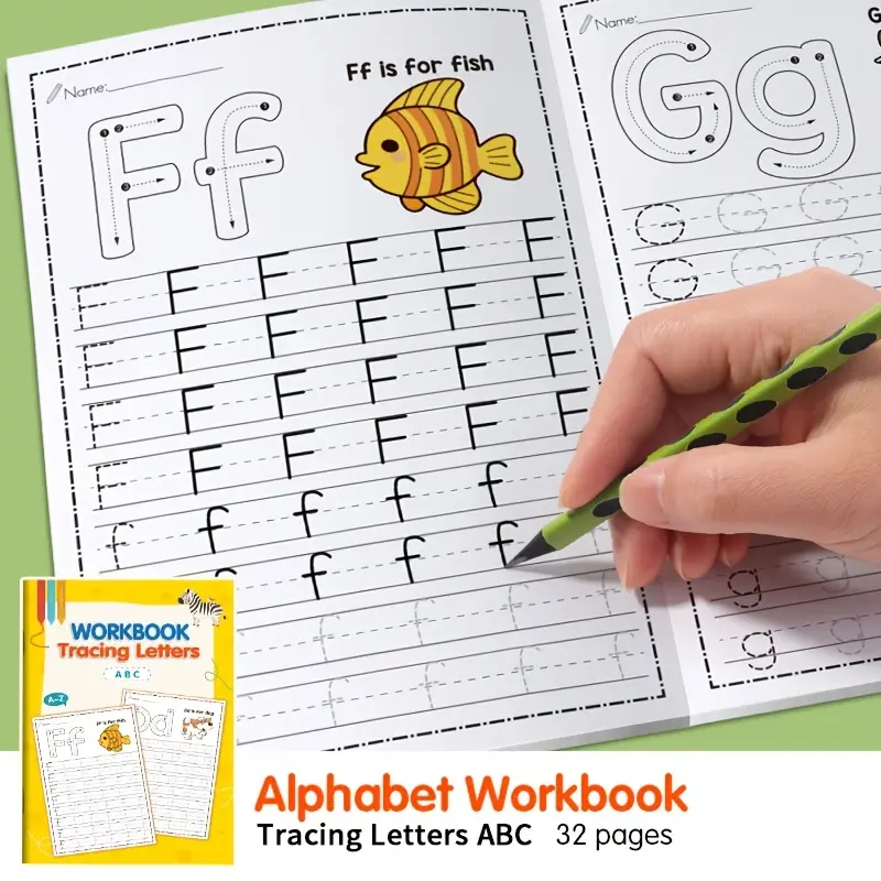 32-Page Children's Writing Practice Book for Preschool Kids, Paper Book, Early-Education Alphabet Tracing Activity Book, Tracing Preschool Books, for Home and School Use, Homeschool Supplies, School Supplies, Classroom Supplies and Learning Materials