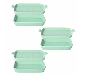 Temp-tations Carved Willow Set of 3 Micro Bakers with Lid-its