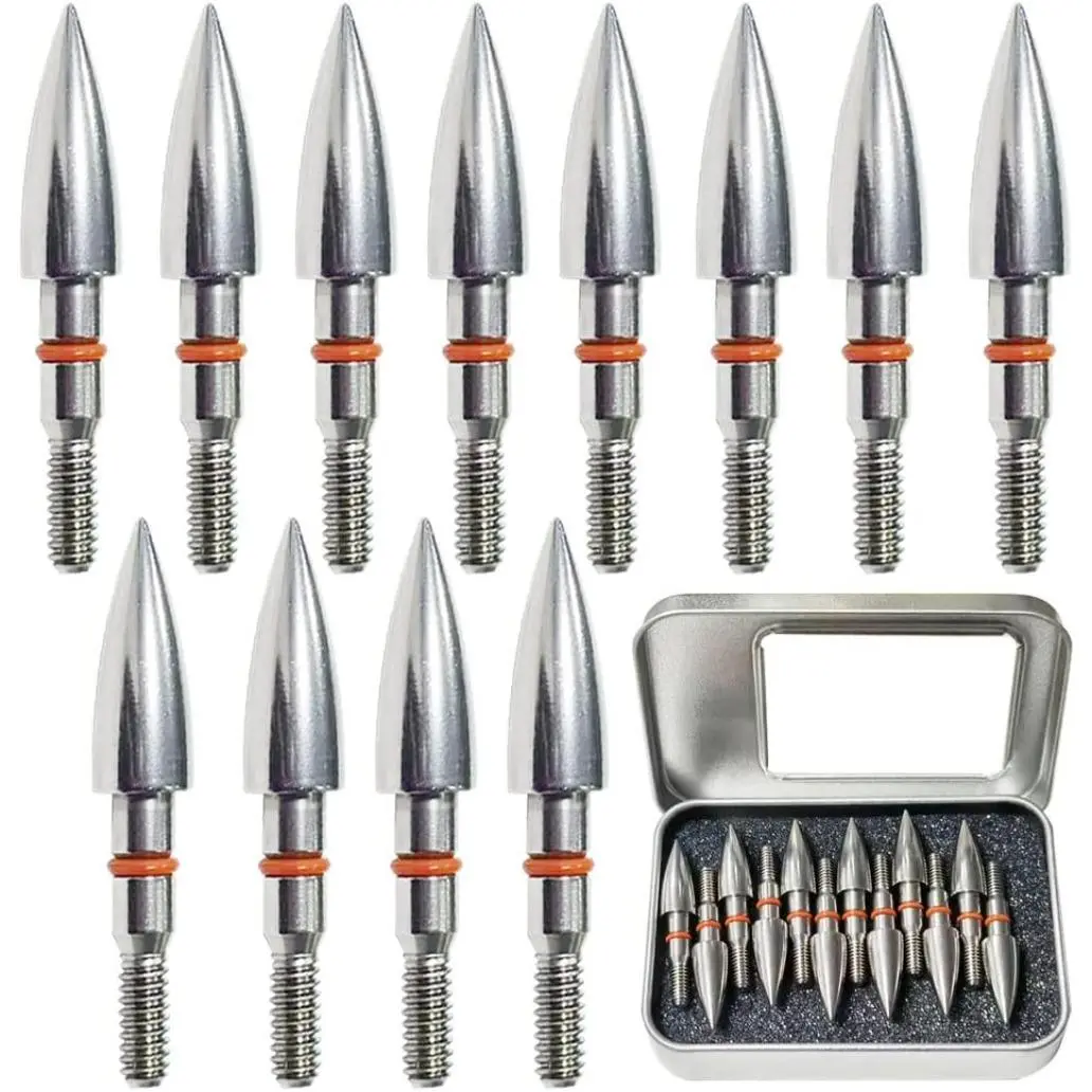 100/125/150/200/300 Grains Archery Field Points Practice Field Tips, Archery Target Practice Hunting Arrow Tip For Recurve,Compound Bow,Crossbow, Stainless Steel Screw in Broadheads