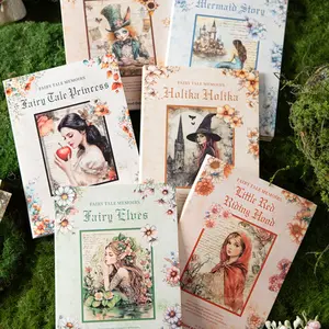 180 sheets vintage fairy tale themed paper featuring plants, flowers, trees, fairy tale characters, text themes, made lightweight paper, vintage style, non adhesive, DIY journal decoration, scrapbooking notebook materials