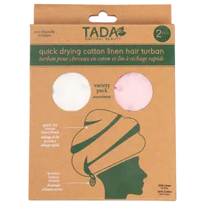 2PK Quick Drying Hair Towel, Cotton / Linen Two Way Hair Turbans for Wet Hair, Wet Absorbent Hair Wrap Towels for Curly, Straight, Long all Type