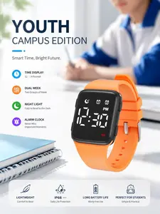 Multifunctional waterproof digital watch with large numerals, day-of-the-week display, and luminous digits. Lightweight and comfortable, it’s perfect for teens and students—a great sports watch for both boys and girls.