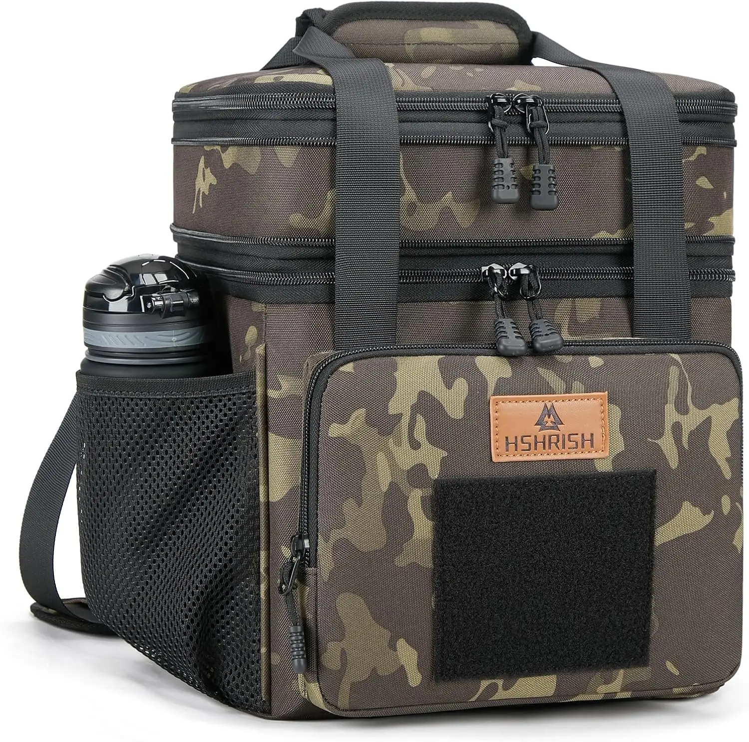 HSHRISH Tactical Lunch Box for Men, Large Expandable Insulated Cooler Bag with Shoulder Strap for Work & Picnic, 16L / 20 Can, Black, Cooler Bags, Insulated Cooler Bags
