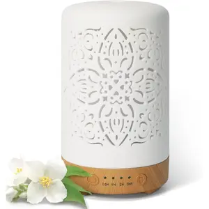 Essential Oil Diffuser White Ceramic Diffuser 100 ml Timers Night Lights and Auto Off Function Home Office Humidifier Aromatherapy Diffusers for Essential Oils