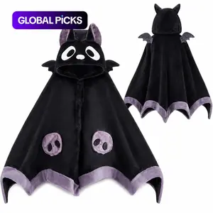 Cozy Bat Hooded Cape Blanket for Adults, Ultra-Soft Plush Wearable Throw, Perfect for Halloween Parties, Cosplay, Home Lounge, Festive Photos #GLOBAL PICKS
