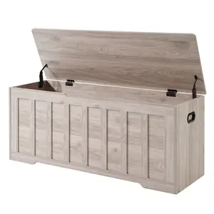 Sweetcrispy 47-in Lift Top Storage Bench with Safety Hinge, P2 Particleboard & MDF Ottoman for Entryway, Bedroom