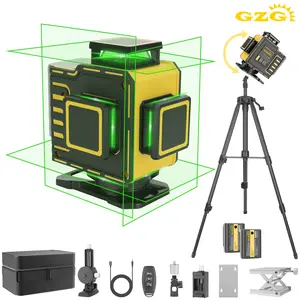 GZG 16 Lines 4D Laser Level with Tripod and 2 Batteries for Accurate Measurements, High Precision Laser Leveling Instrument for Construction & DIY Projects