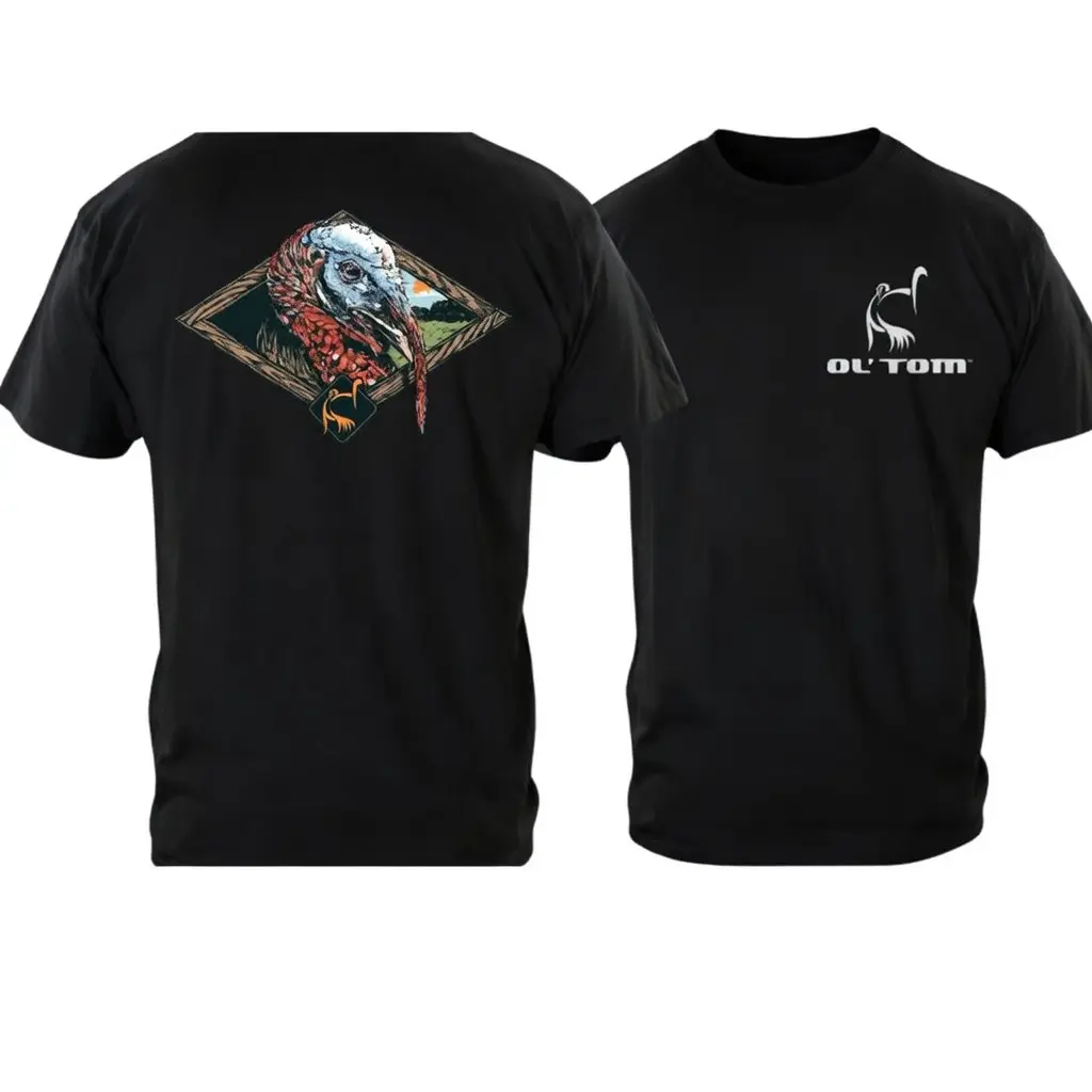 TLXT Ol' Tom Men's Vintage Turkey Graphic Streetwear T-Shirt - Outdoor Camo Short-Sleeve Top, Wild Turkey Hunting Gear, Hunter Gift Idea, Office-Casual Wear, Tshirt, Shortsleeve, Cotton, Menswear, Soft, Fabric, Chinese New Year, Boyfriends