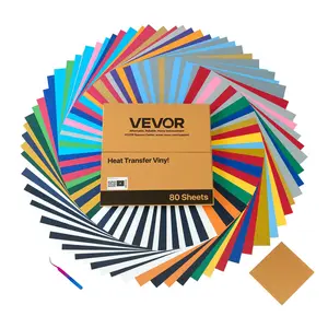【Summervibes】VEVOR Heat Transfer Vinyl, 80 Pack, 12 x 12 in, Assorted Colors HTV Iron on Vinyl Bundle, Easy to Cut and Weed, with Accessories, Compatible with Cutting Machines, for Various Materials, T-shirts