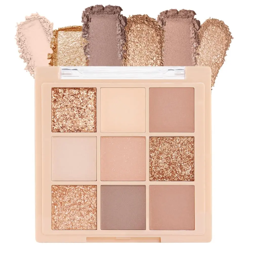 Multicolor Eyeshadow Palette, 9 Highly Pigmented Nude Shades with Matte, Metallic & Shimmer Finishes - Long-Lasting, Waterproof, Cruelty-Free Cosmetic for Ladies, Gift