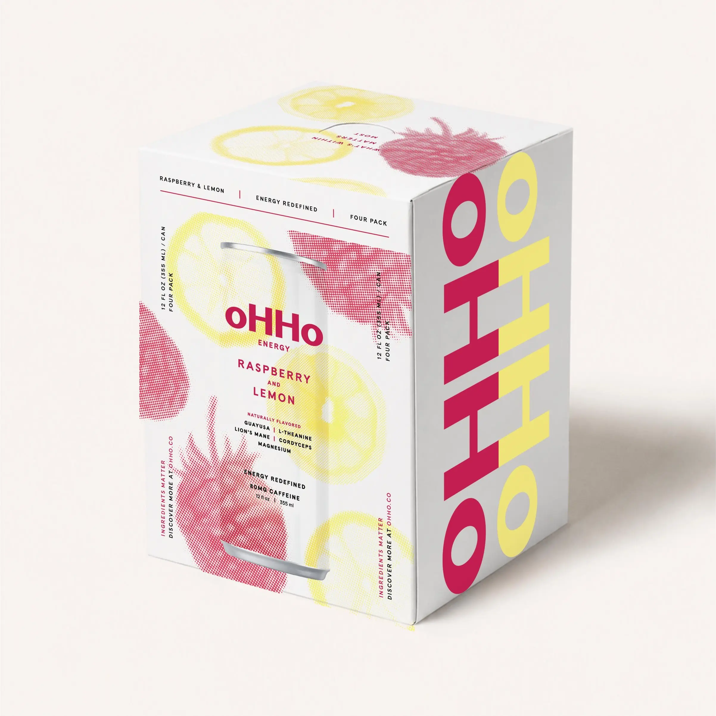 oHHo ENERGY 4 Pack - 3 Flavors, 80mg Caffeine, 12 fl oz