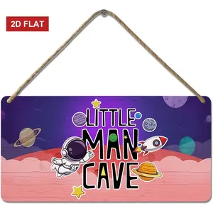 Outer Space Room Decor for Boys Astronaut Wall Art Toddler Boy Bedroom Decor Little Man Cave Sign Space Themed Wooden Signs Decorations for  Nursery Playroom Man Cave 3.93x7.87inch