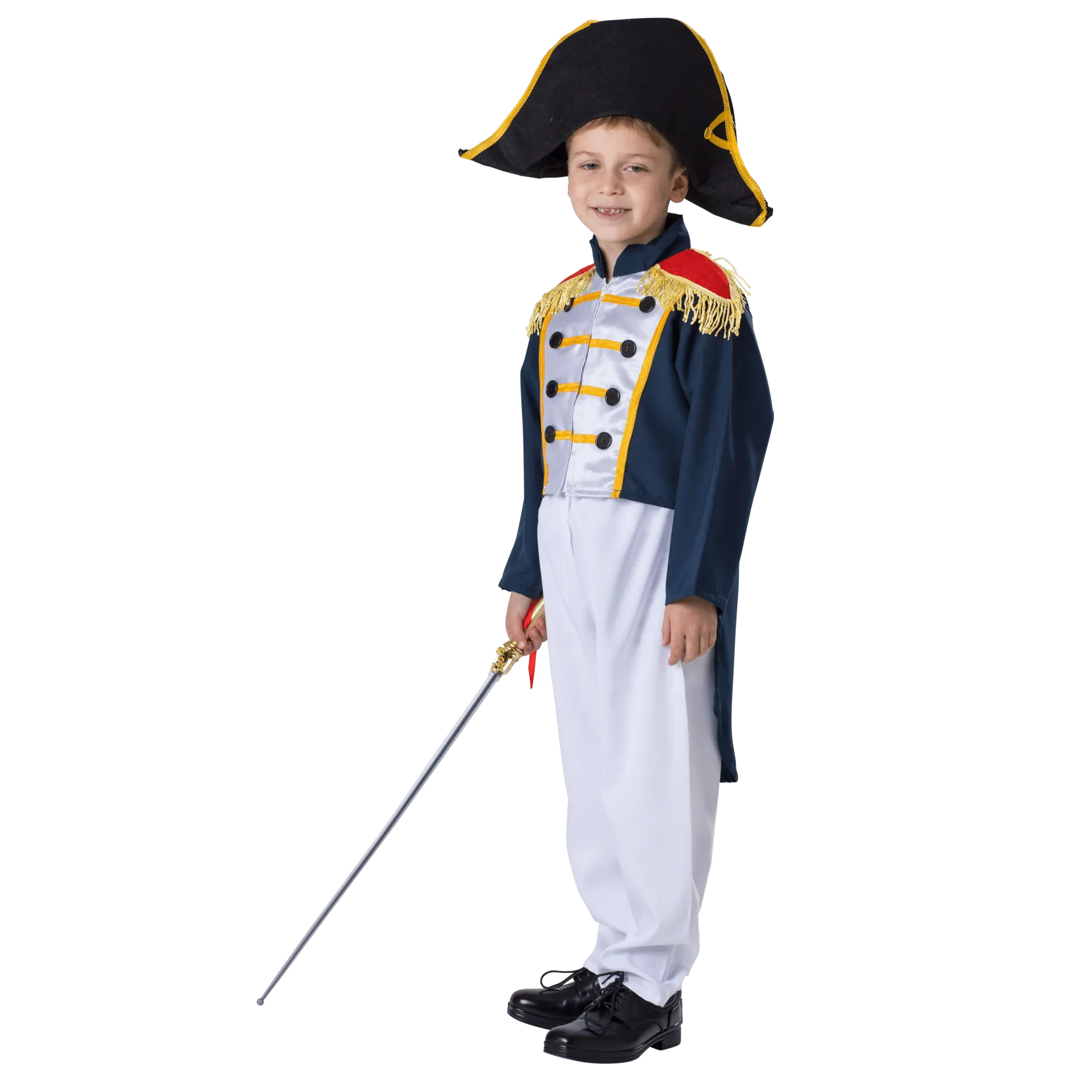 Colonial General Costume | Napoleon Bonaparte Historical Costume with Tailcoat Jacket, Pants & Hat – Boys Costume for Halloween, School Plays, Colonial & History-Theme Party