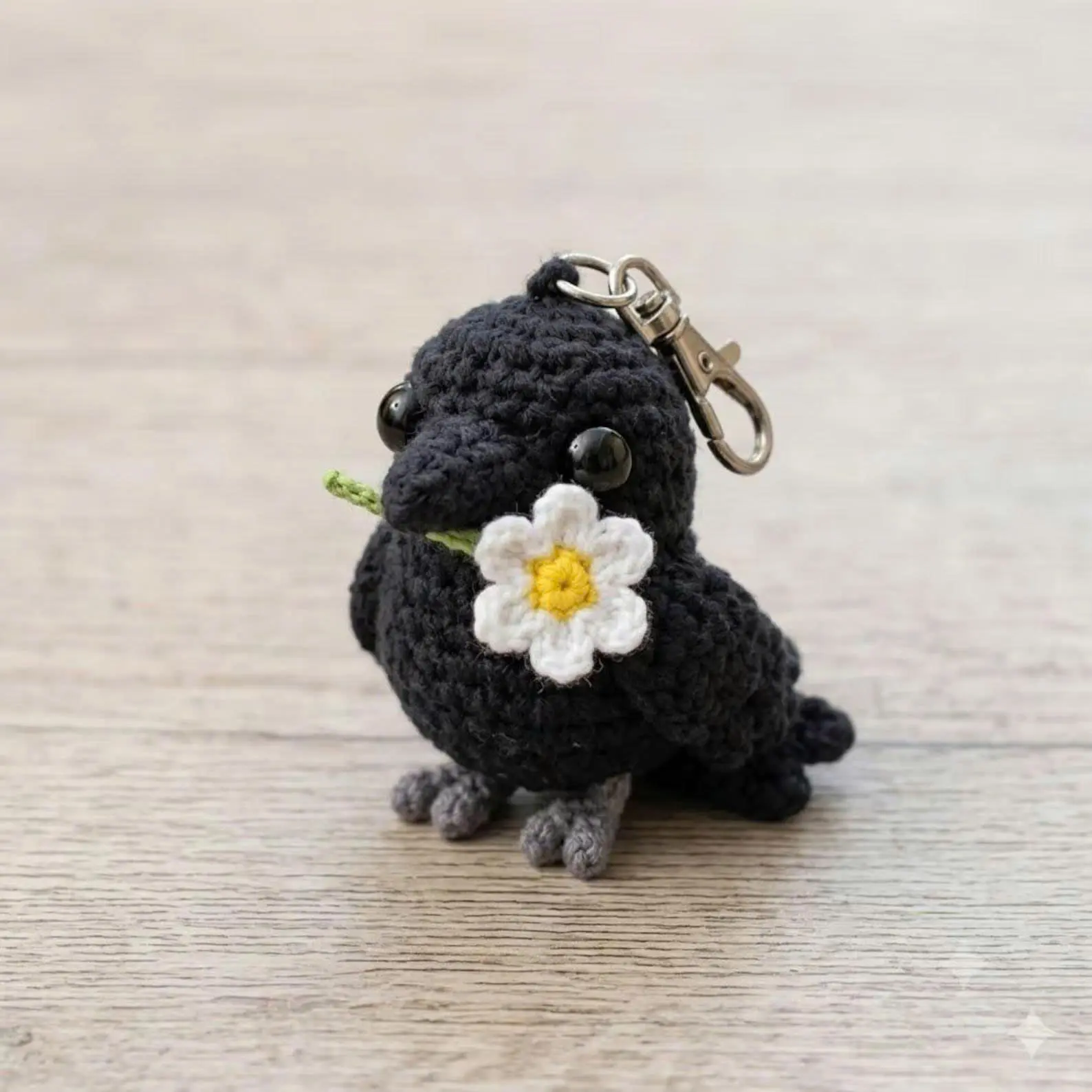 Multiple Handmade Crochet Crow Keychain, Cute Raven Amigurumi Bag Charm, Gothic Bird Gift, Witchy Crow Plush Accessory