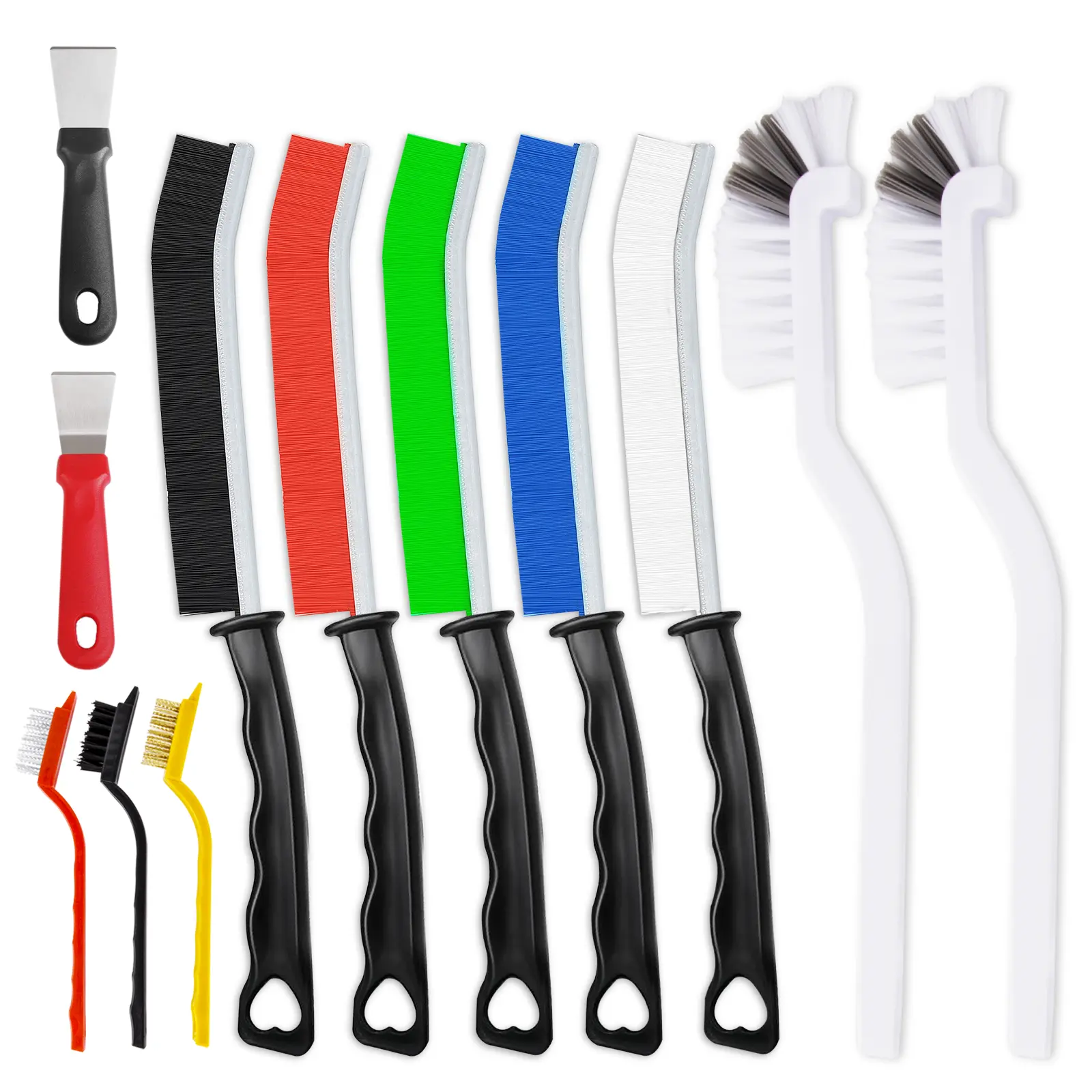 12-Piece Compact Household Crevice Cleaning Brushes Set - Thin Hard Bristle Scouring Brush Tool Supplies for Tight Gaps, Kitchen Corners, Window Tracks, Small Household Use, 12 Pieces Set