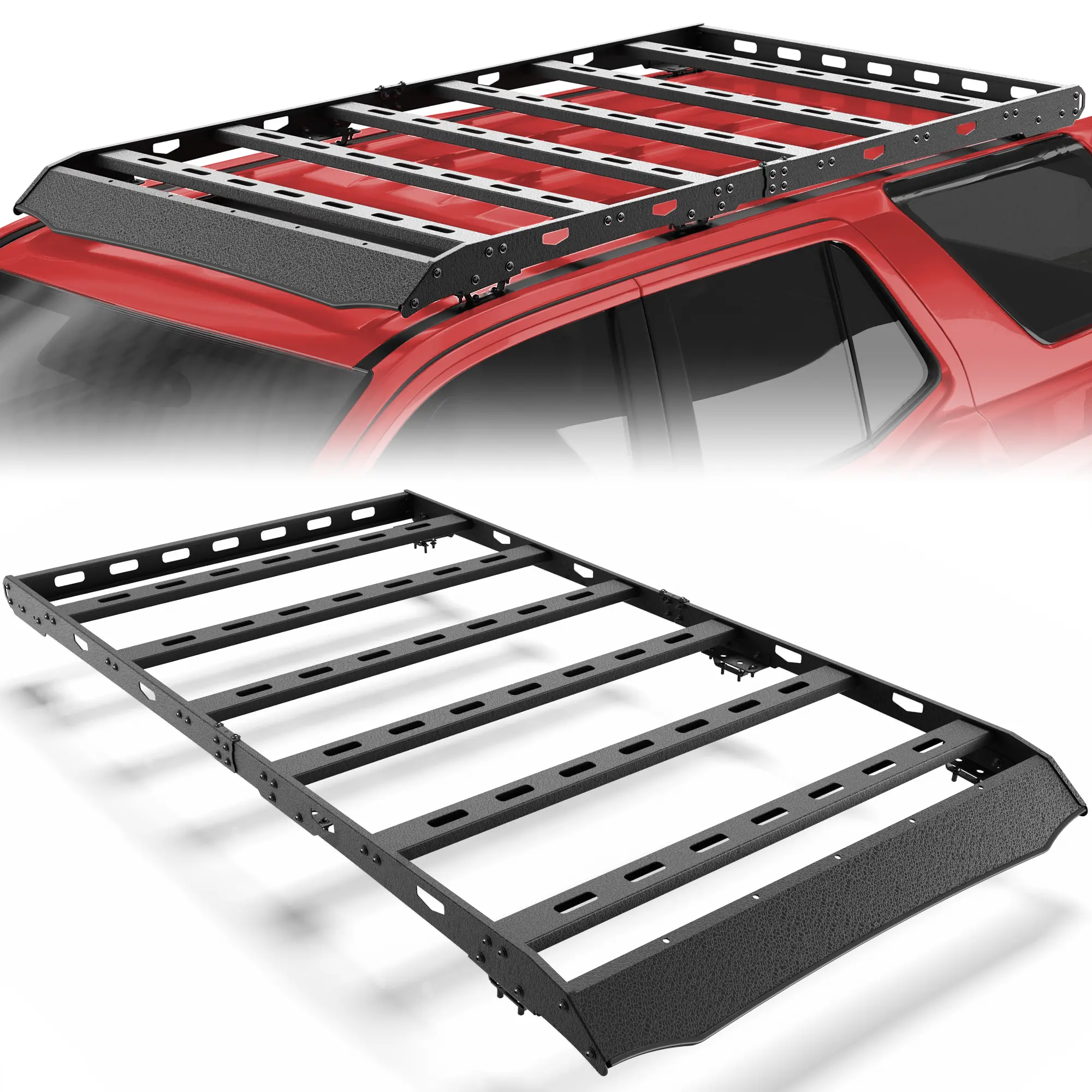 Longsun Car Carrier Roof Rack Cargo Basket - High-Strength Steel Frame, Quick-Install Full-Size Kayak-Ready Kit, Overland Gear, 800 lbs Capacity, Convenient Cargo Storage, Factory Preset Mounting Points, 2010-2024 4Runner Exterior Accessory