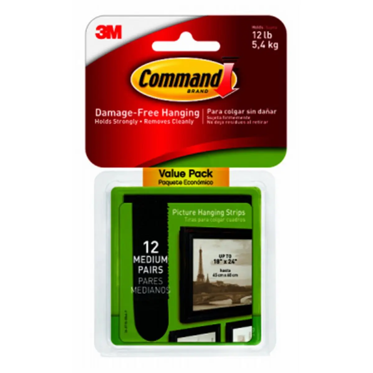 Command 212 MAIN Medium Black Click Lock Picture Hanging Strips (Pack of 12) - Damage-Free, Residue-Free Reptile & Amphibian Cleaning Tool, Picture Hangers for Most 18"x24" Frames, 1.39 lbs Load Limit, Prevents Cracked Plaster