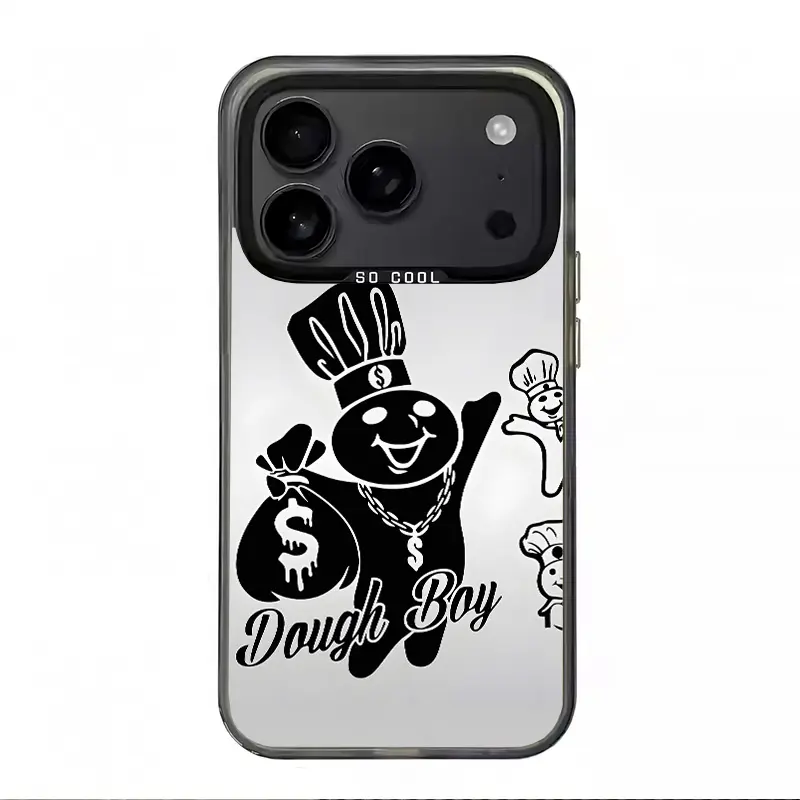 Trendy personality Cartoon Dough Boy pattern Casing For iphone 17 16 15 14 13 12 11 X XS SE23 PRO PLUS MAX AIR Hard TPU PET PC Black Silver Hard  Anti-Drop Protective camera protection Tough Phone Cases Shell Shockproof showcases individuality L1441