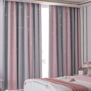 Solid Color Lace Curtain, 1 Count Double Layer Blackout Thermal Insulated Curtain, Window Drapes, Blackout Window Cover for Home Living Room Bedroom Hotel Decor