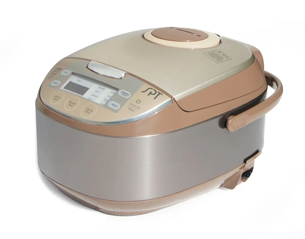 Sunpentown RC-1206 6-Cup Multi-Function Rice Cooker with Measuring Cup, 15-Hour Preset Timer, 3 Quick Select + 8 Additional Functions, Automatic Keep Warm, 11.57w x 15.70d x 9.84h in, 120/60Hz