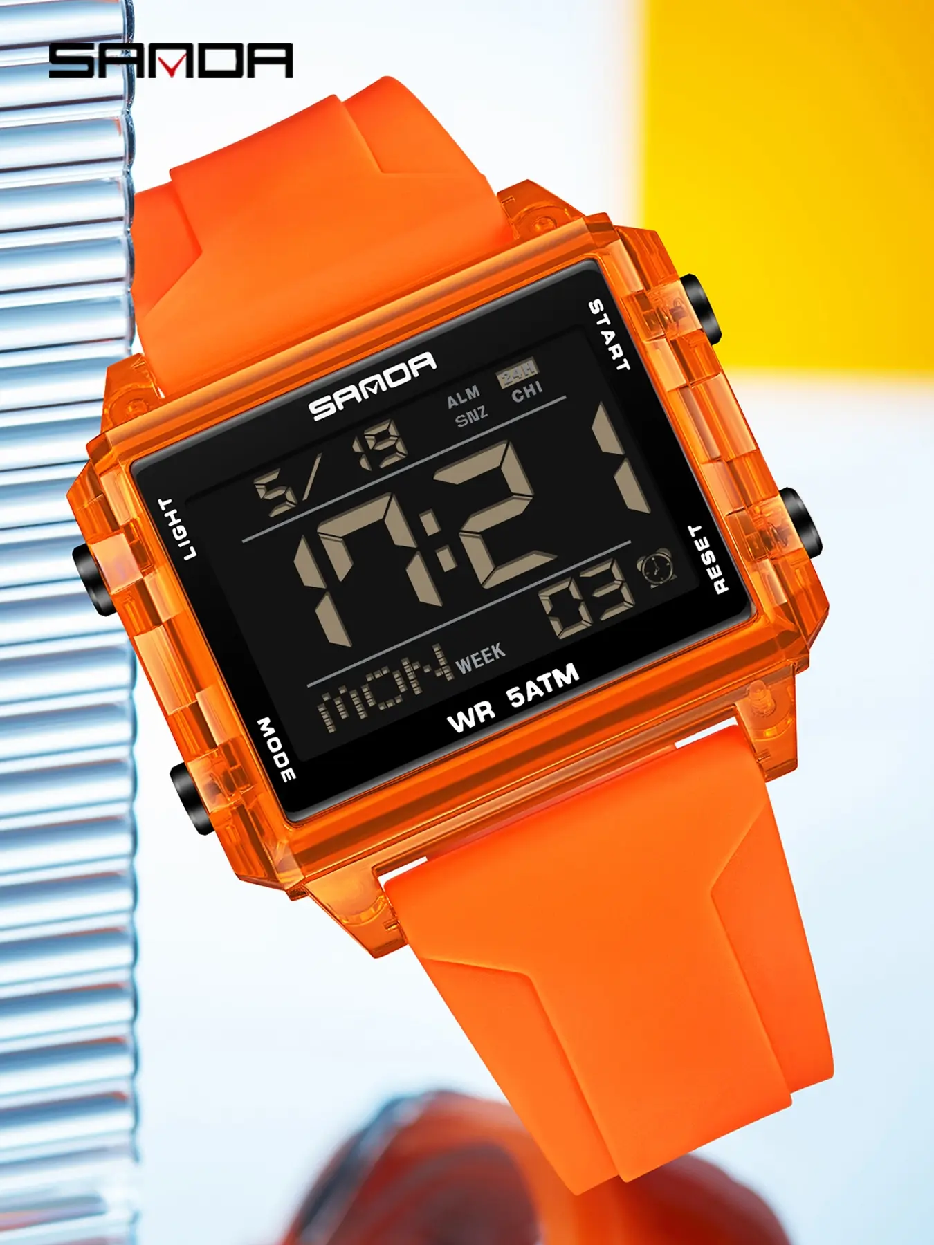 Sanda brand sports and casual watches, LED illuminated men's and women's sports electronic watches, multifunctional waterproof silicone tape youth watches, couple watches, Modern Waterproof Watch, Water Resistant Wristwatch, Digital Watch