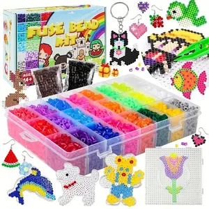 Art Beads Kit, 2000pcs/box Colorful Beads with Storage Box, DIY Handmade Beading Supplies, Jigsaw Puzzle Fusion Beans, Beading Making