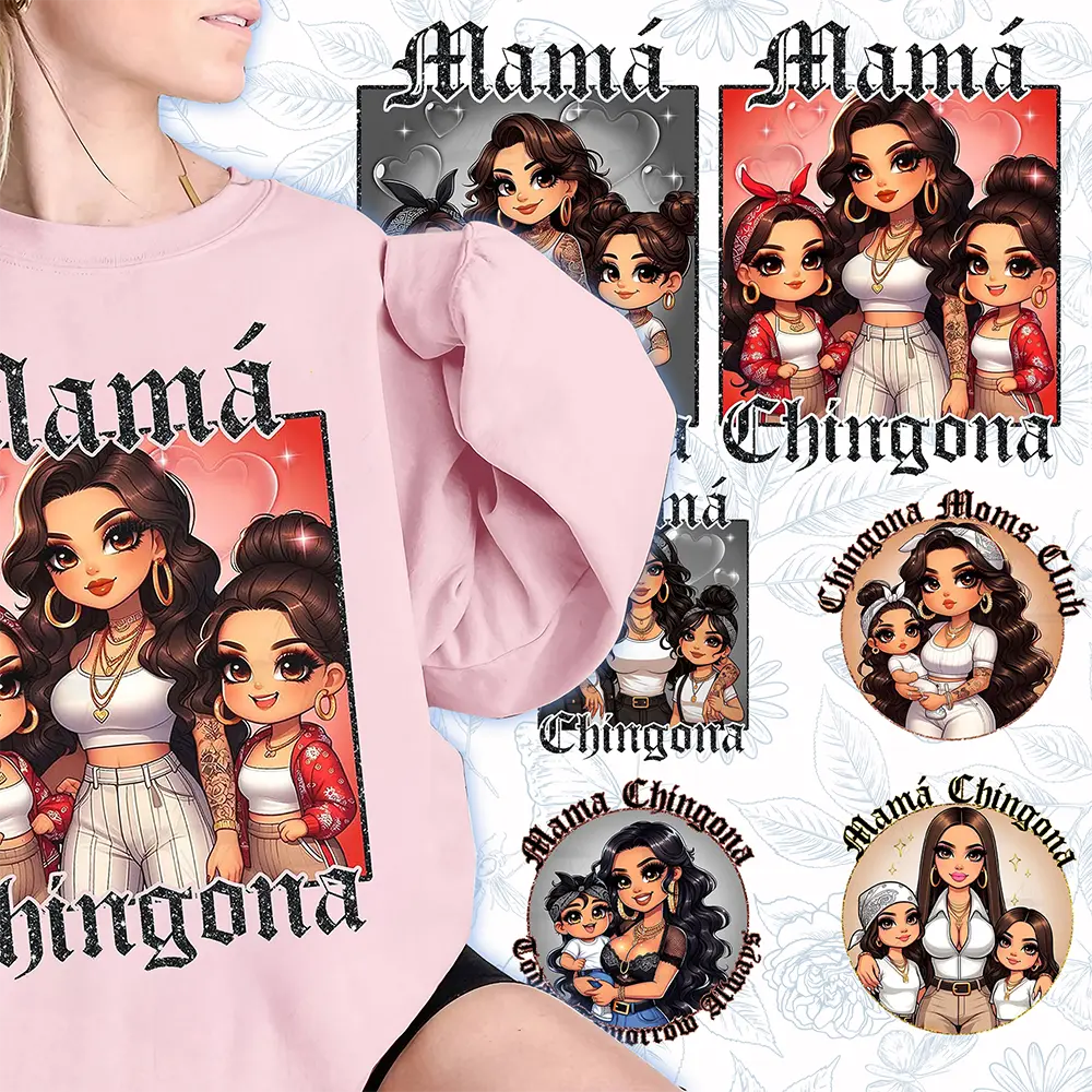 Mama Chingona Sweatshirt, Chibi Style Latina Mother's Day Gifts for Mom Shirt, Chicana Mom Sweater, Mama Sweatshirts Womenswear Comfortable