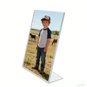 FixtureDisplays® 3PK 8 x 10" Clear Acrylic Sign Holder with Slant Back Design Portrait, Vertical Picture Frame 19780-8X10-CLEAR-3PK