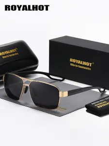 Unisex Vintage Simple Double Beam Sunglasses (1 Pair), Square Frame Sunglasses, Trendy Casual Sunglasses, Retro Outdoor Sports Sunglasses, Fashion Eyewear for Men & Women, Travel Accessories for Trip & Driving, with Glasses Cloth & Storage Bag & Case