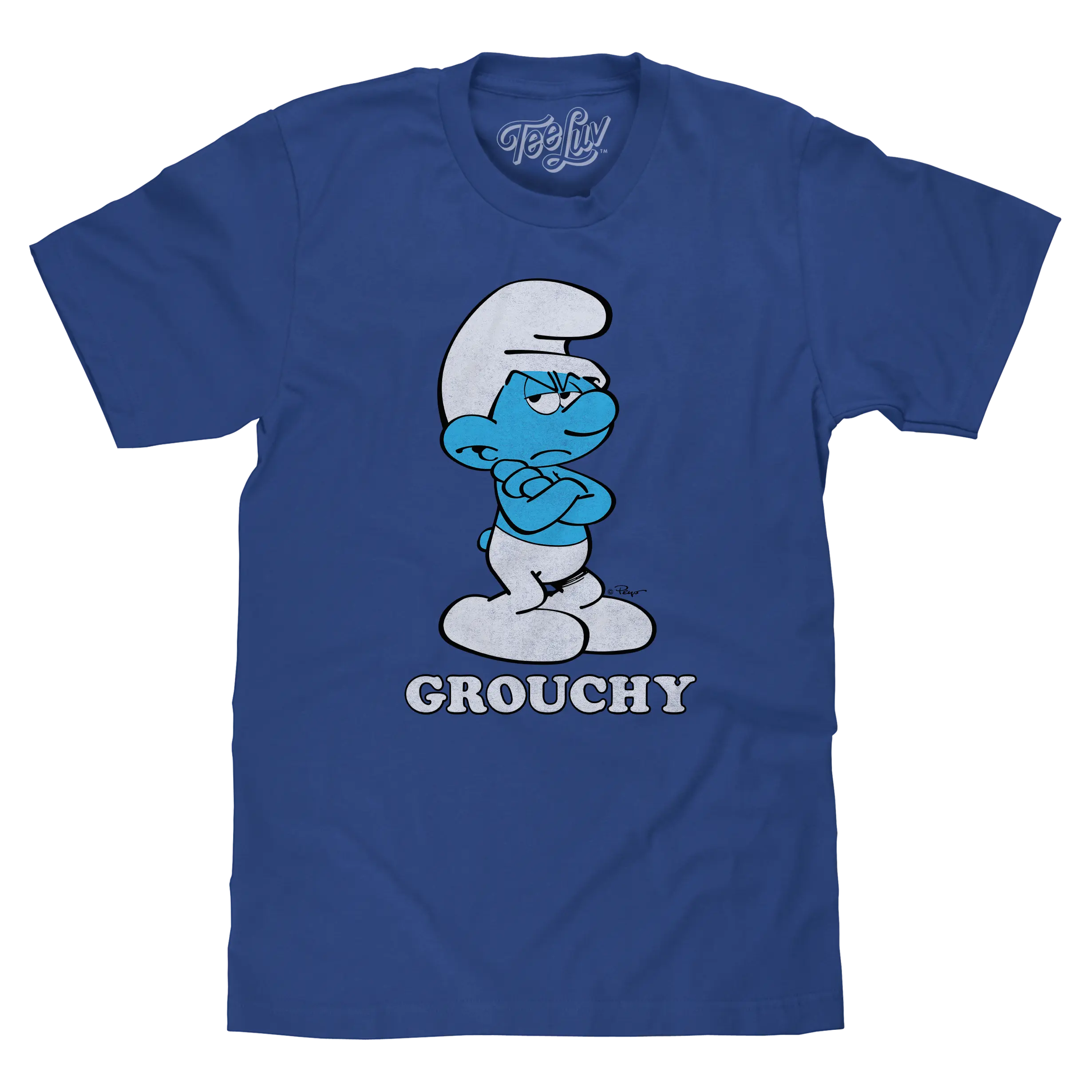 Retro Grouchy Smurf T-Shirt - Royal Blue