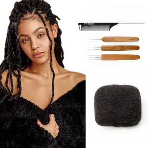 FAMILOCS Afro Kinky Bulk Human Hair for Dreadlocks Extensions Repair Locs,Twist Braiding Afro Kinky Human Hair 1 Pack 30 Gram Natural Black Color 10-20 inches