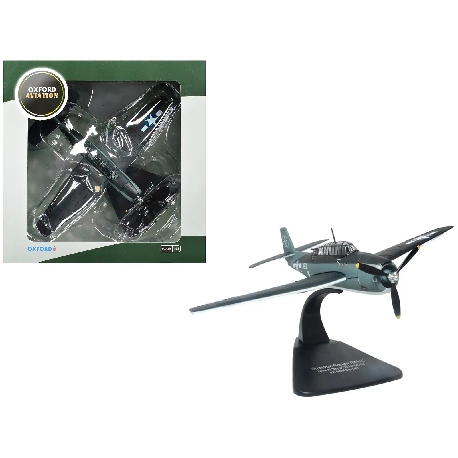 Grumman Avenger TBM-1C Aircraft "Petrof Bay" (1945) US Navy 1/72 Diecast Model Airplane by Oxford Diecast