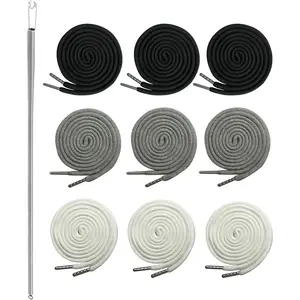 9Pcs 72 Inches 3XL Replacement Drawstring Cord with Easy Threader for Shorts Sweatpants Pants Trunks Gray Black White