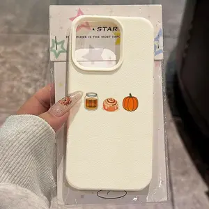 Pumpkin Cinnamon Roll Aromatherapy Minimalist Pattern TPU Case for iPhone 16 Pro Max/15 Pro Max/14 Plus/16 Plus/15/13P/12/11, Anti-Drop Fashion Protective Cover