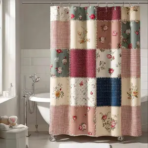 Rustic Floral Shower Curtain Country Farmhouse Flower Bathroom Curtain Vintage Botanical Bathroom Decor Cottagecore Floral Bath Curtain Waterproof Polyester Shower Curtain for Bathroom Aesthetic Rustic Home Bathroom Decoration