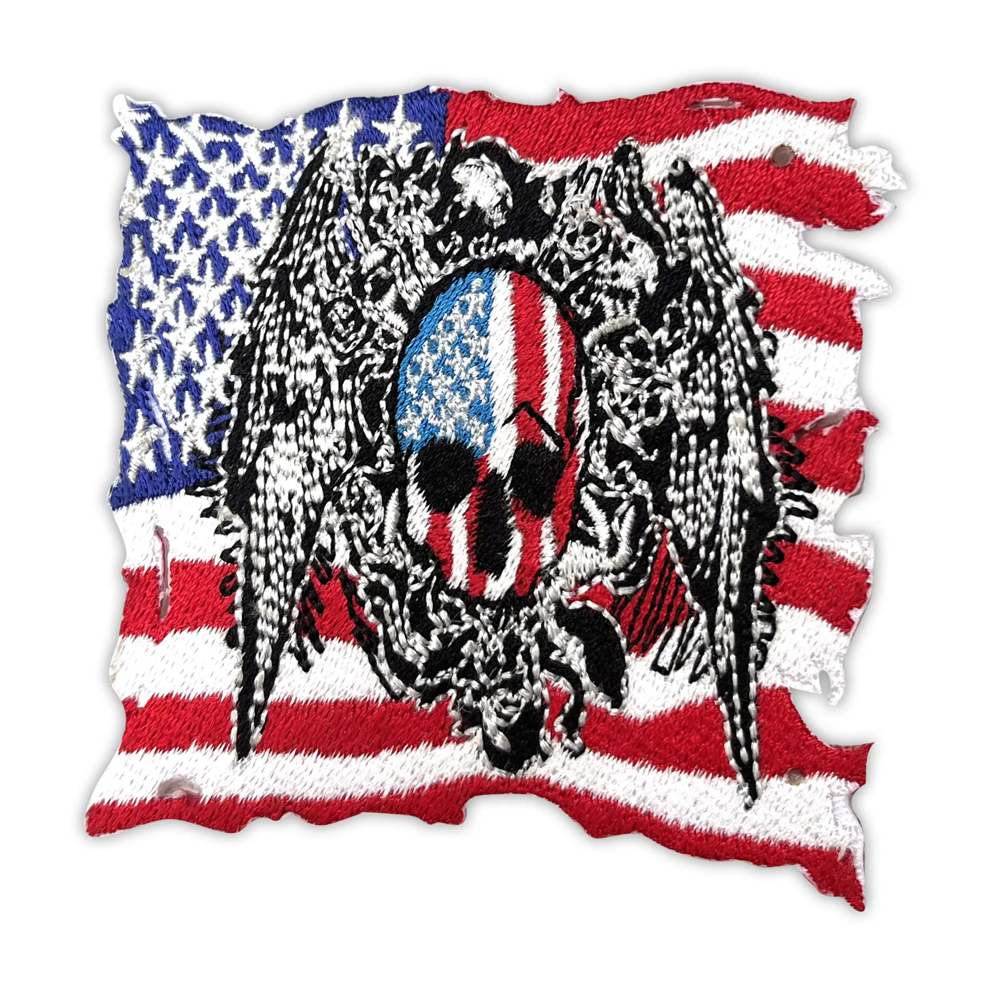 American Flag Skull, Jean Jacket Patches, Embroidered Iron On Patch, Embroidery Patch, Patches for Hats, Biker Accessories, Skull Applique